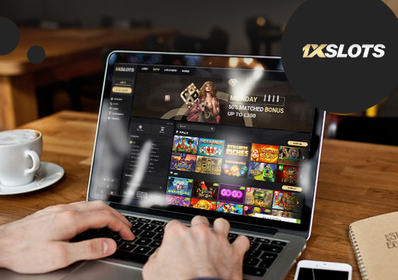 Pantalla interna de 1xSlots mostrando categorías de tragaperras y navegación del casino